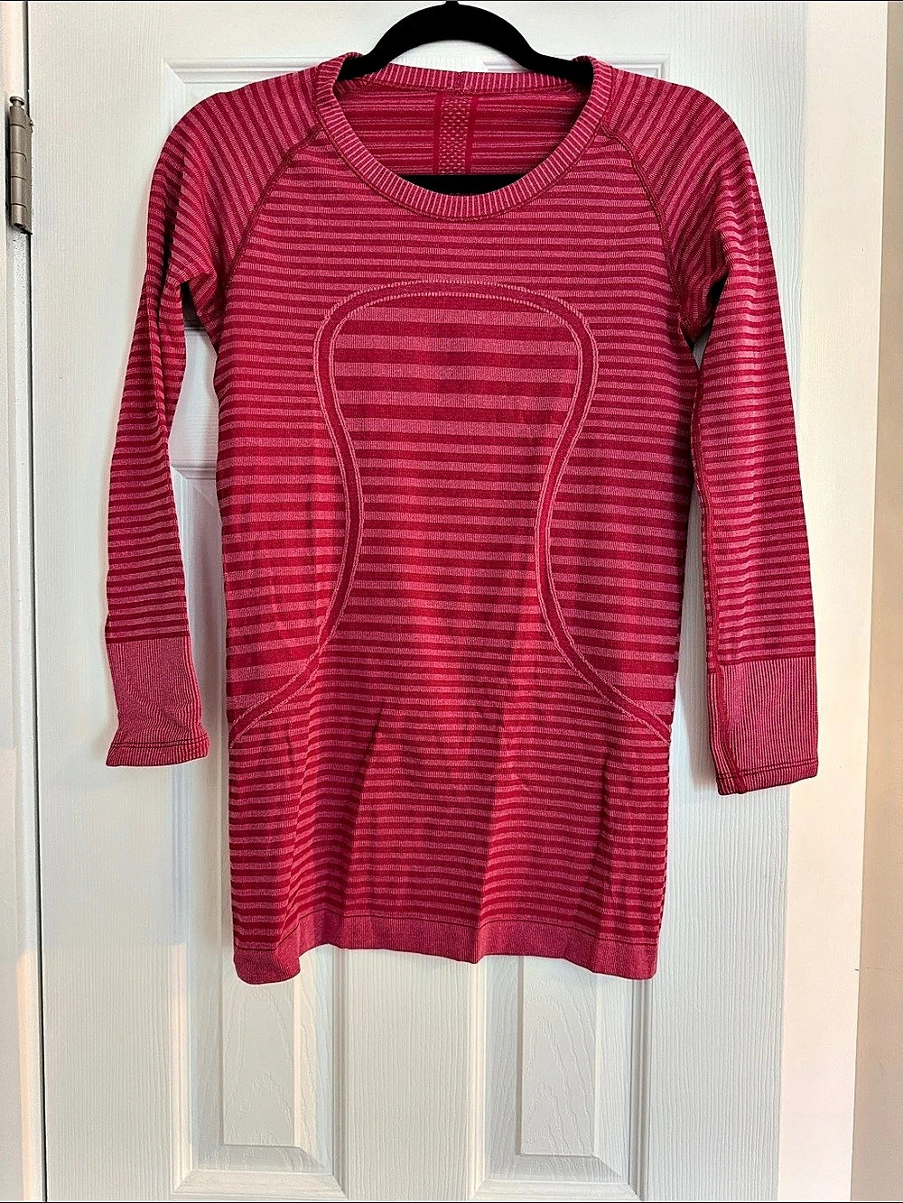 Lululemon Swiftly Tech Long-Sleeve Shirt Pink Striped Top Size 6